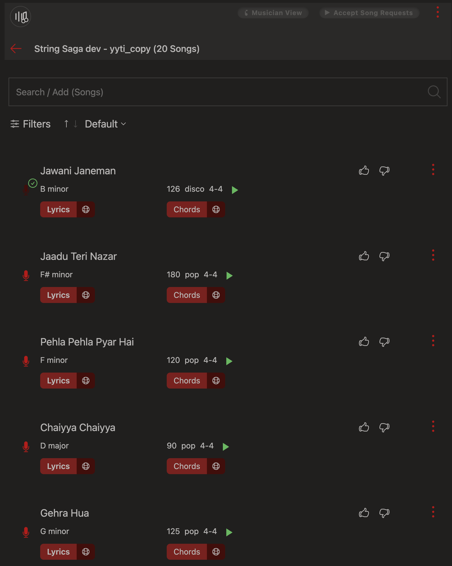 Build your setlist in seconds screenshot